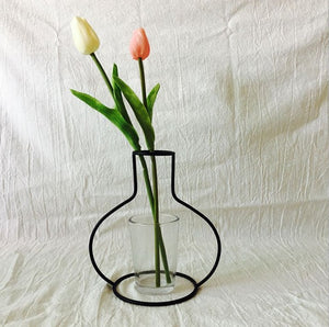 Nordic Minimalist Abstract Vase Lines Black A Iron Vase Flower Vase Dried Flower