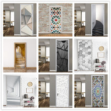 Load image into Gallery viewer, 2PCS/Set Black Geometric Door Sticker Home Decor Self Stick Wallpaper Waterproof Renovation Poster Wallpaper On The Door Decals
