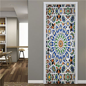 2PCS/Set Black Geometric Door Sticker Home Decor Self Stick Wallpaper Waterproof Renovation Poster Wallpaper On The Door Decals