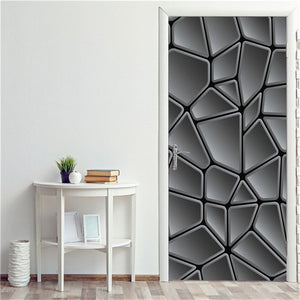 2PCS/Set Black Geometric Door Sticker Home Decor Self Stick Wallpaper Waterproof Renovation Poster Wallpaper On The Door Decals